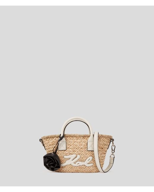Petit Sac Cabas En Raphia K/signature Karl Lagerfeld en coloris Metallic
