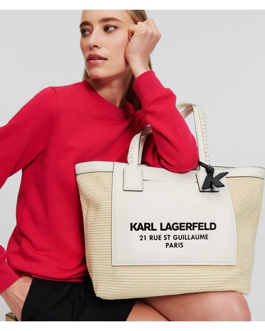 Karl Lagerfeld Natural Rue St-guillaume Raffia Large Tote Bag
