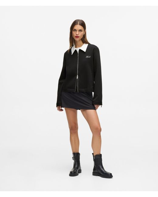 Karl Lagerfeld Black Karl Dna Zip-Up Sweatshirt