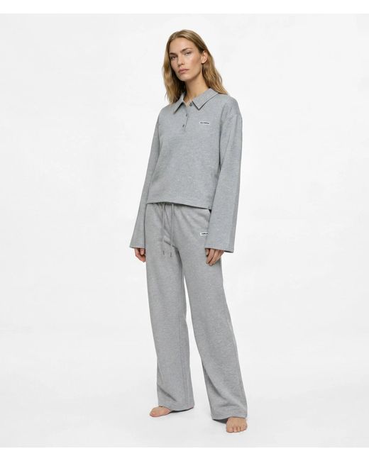 Karl Lagerfeld Gray Rhinestone Loungewear Sweatshirt