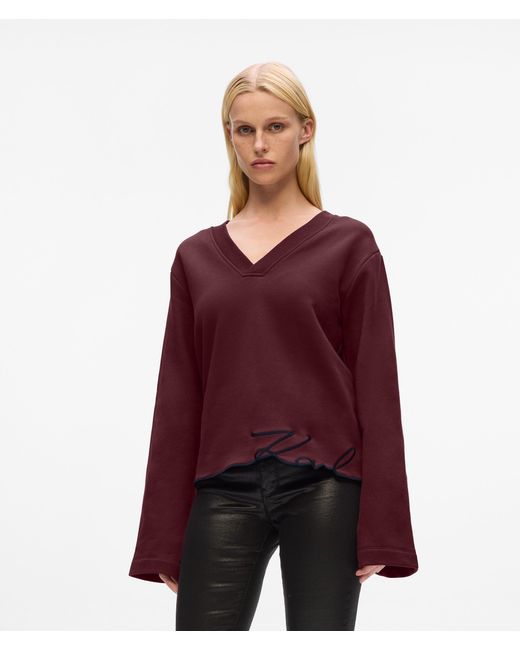 Karl Lagerfeld Red Sweatshirt Mit Signature Saum