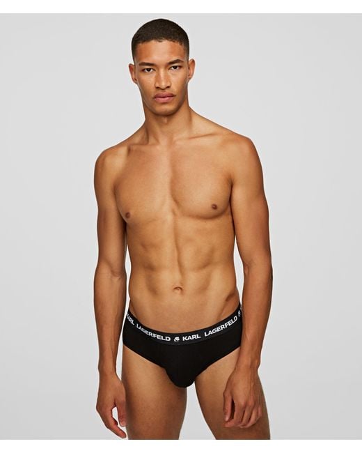 Karl Lagerfeld Metallic Logo Briefs – 3-Pack, Multicoloured for men