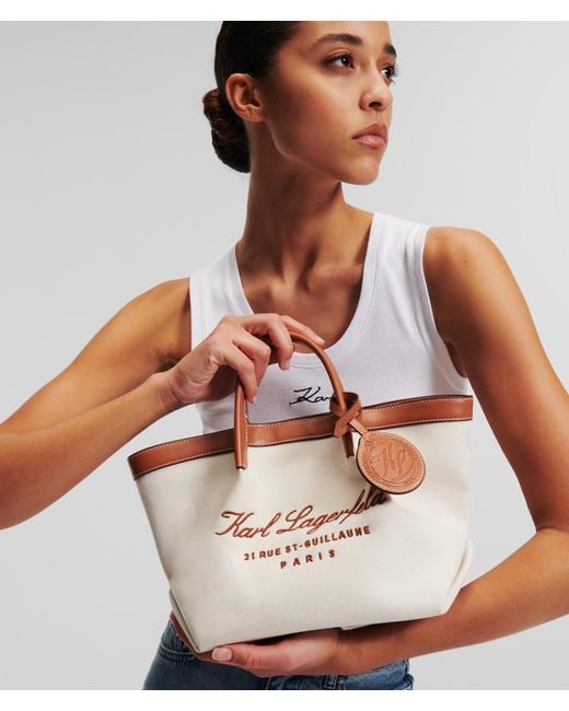 Karl Lagerfeld Hotel Karl Small Canvas Tote Bag in Natural Lyst UK