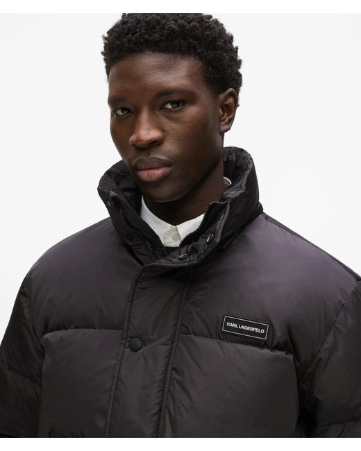 Karl Lagerfeld Black Short Hooded Puffer Jacket for men
