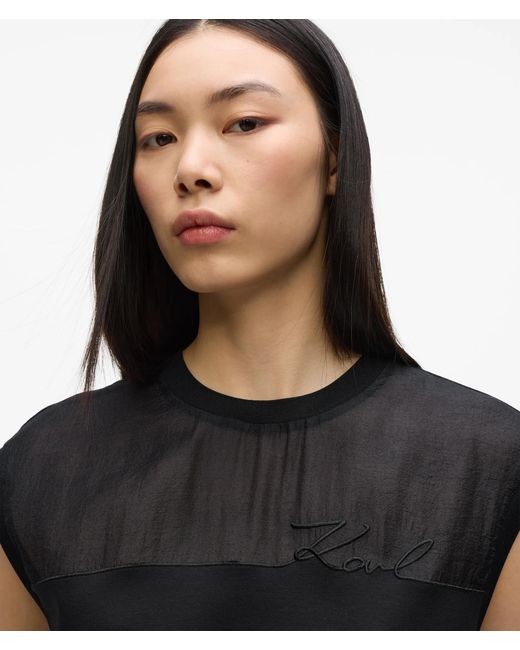 Karl Lagerfeld Black Signature Organza Tank Top