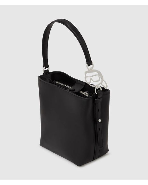 Karl Lagerfeld Black Ikon Smooth Bucket Bag