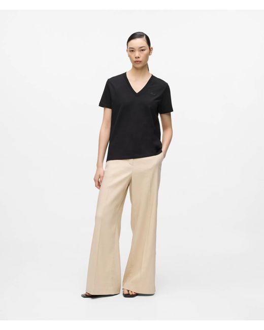 Karl Lagerfeld Black Signature V-Neck T-Shirt