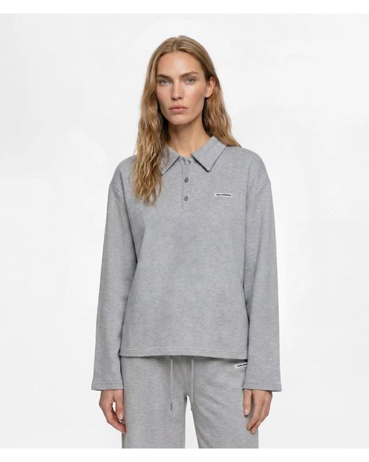 Karl Lagerfeld Gray Rhinestone Loungewear Sweatshirt