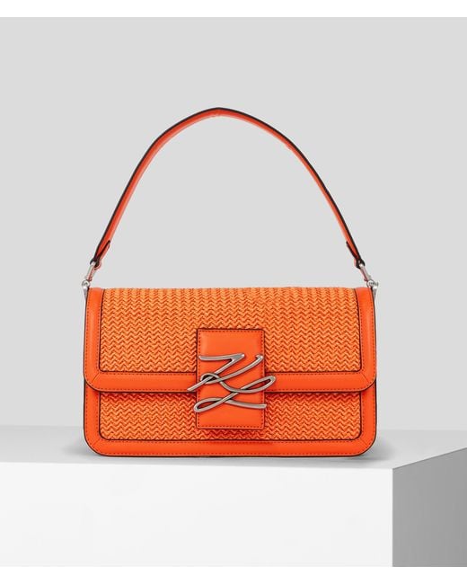 Karl Lagerfeld Orange K/autograph Raffia Shoulder Bag