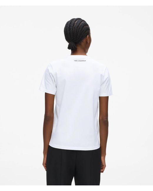 Karl Lagerfeld White Illustrated Portrait T-Shirt