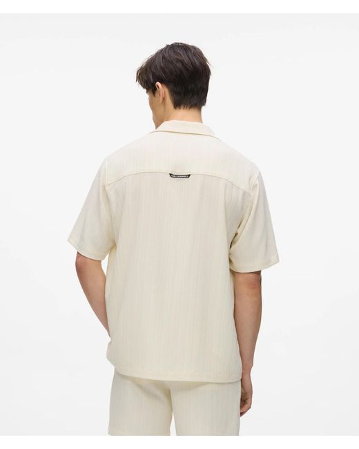 Karl Lagerfeld White Textured Short-Sleeved Shirt for men