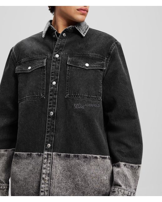 Karl Lagerfeld Black Ombre Denim Overshirt for men