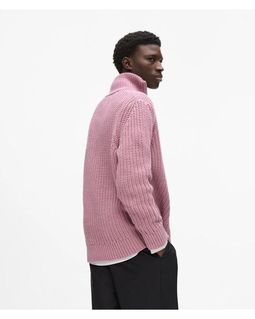 Karl Lagerfeld Pink Knitted Half-Zip Sweater for men