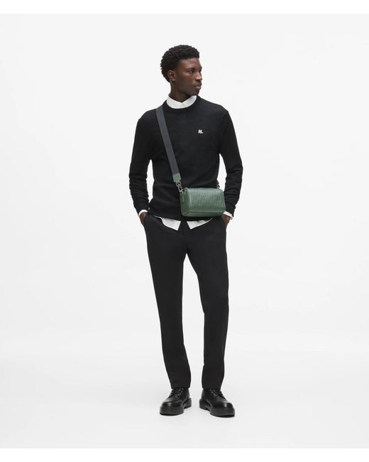 Karl Lagerfeld Green K/Loom Leather Mini Barrel Bag for men