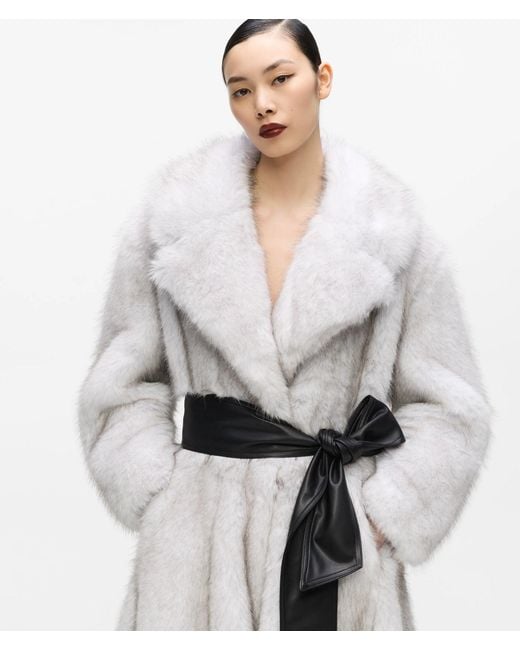 Karl Lagerfeld White Kl Studio Long Faux Fur Coat
