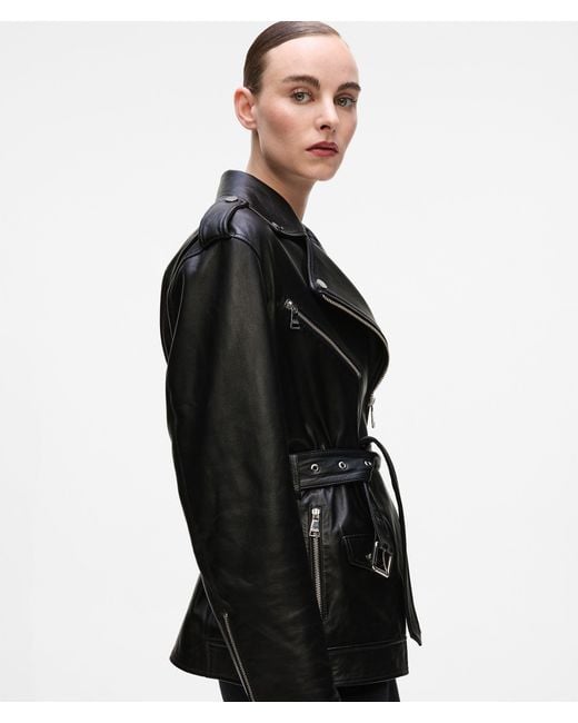 Karl Lagerfeld Black Oversized Leather Jacket