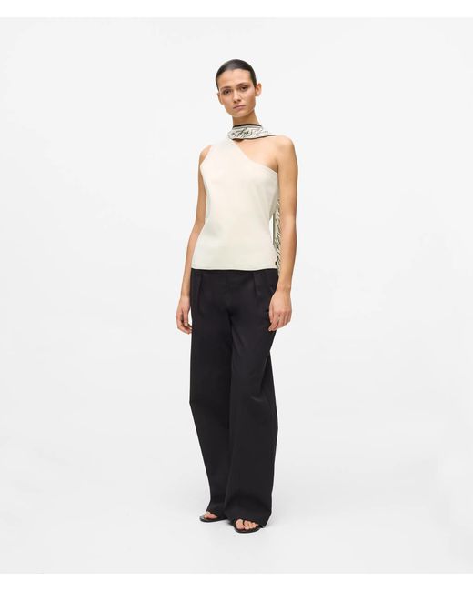 Karl Lagerfeld White Scarf Print Knit Top
