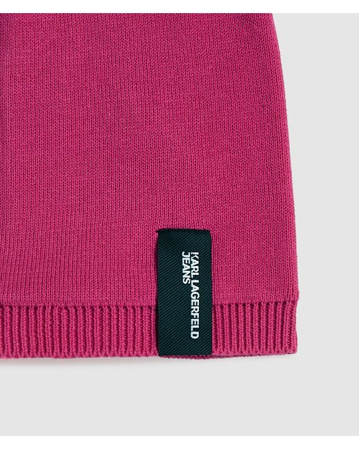 KL Jeans Pink Logo Patch Beanie