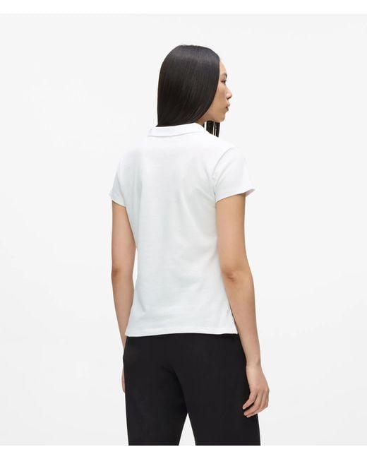 Karl Lagerfeld White Signature Piqué Polo Shirt