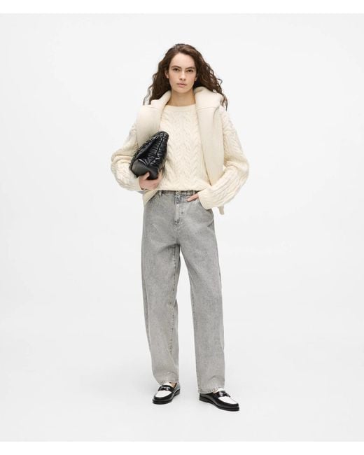 Karl Lagerfeld White Chunky Cable Knit Sweater