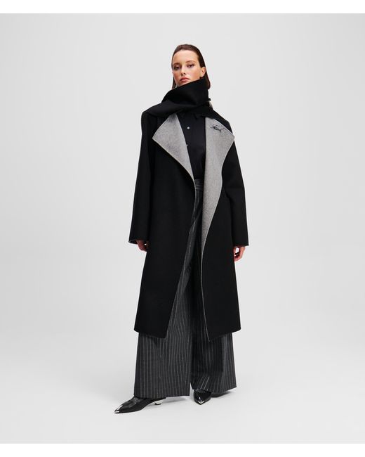 Karl Lagerfeld Gray Reversible Wool Coat