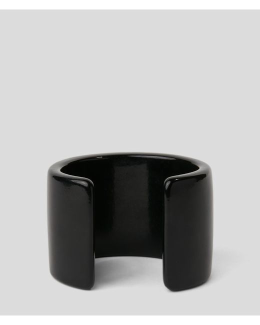 Karl Lagerfeld Black K/signature Rhinestones Cuff Bracelet