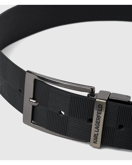 Karl Lagerfeld Black Checkerboard Reversible Belt for men