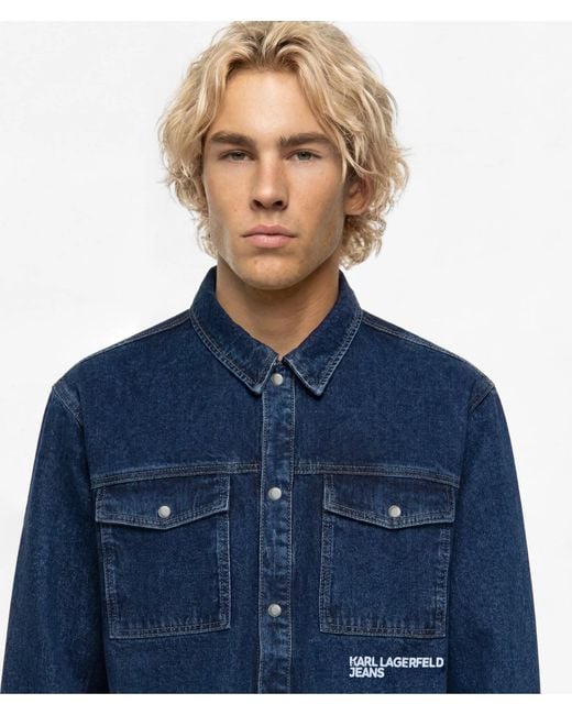 KL Jeans Blue Logo Denim Overshirt for men