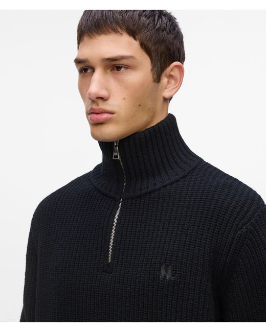 Karl Lagerfeld Blue Half-Zip Turtleneck Sweater for men