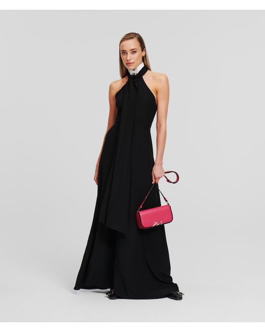 Karl Lagerfeld Black Collar And Bowtie Maxi Dress