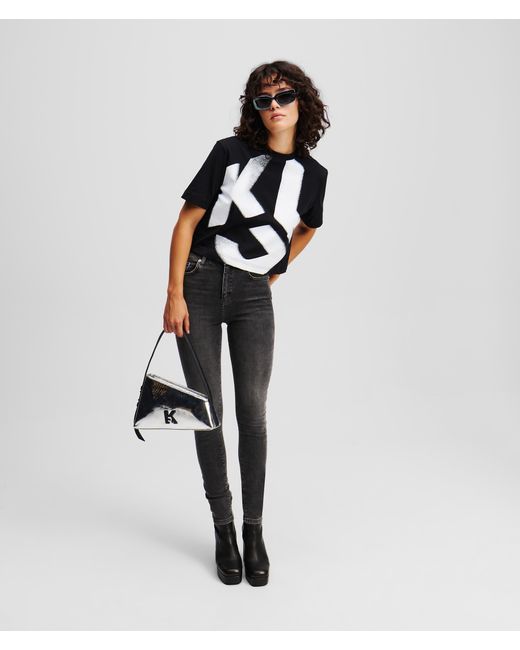 Karl Lagerfeld Black Klj Monogram Bleached T-shirt