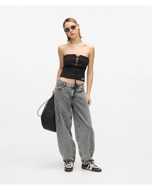 KL Jeans Black Lace-Up Corset Top