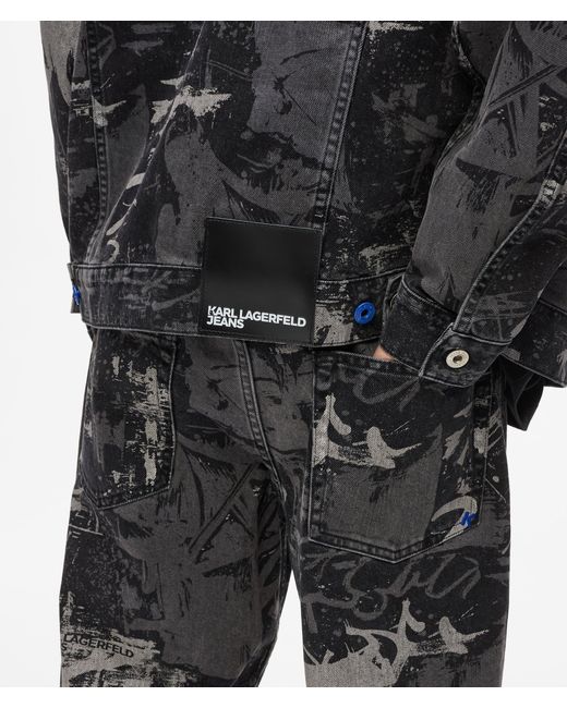 KL Jeans Black Paint-Effect Denim Jacket for men