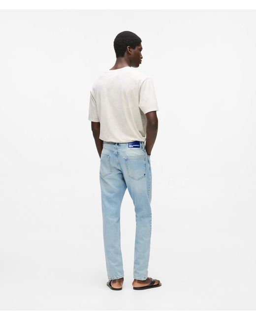 KL Jeans White Vintage Wash Tapered Jeans for men