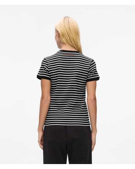 Karl Lagerfeld Black Ikon Striped Rib T-Shirt