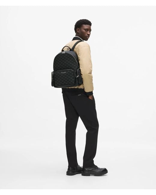 Karl Lagerfeld Black K/Monogram Jacquard Backpack for men