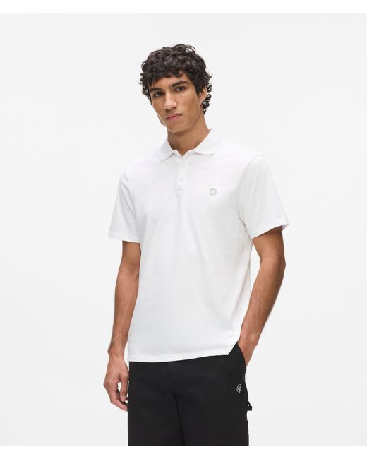Karl Lagerfeld White Ikon Jersey Polo Shirt for men