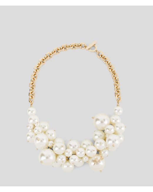Karl Lagerfeld Metallic K/signature Pearls Choker