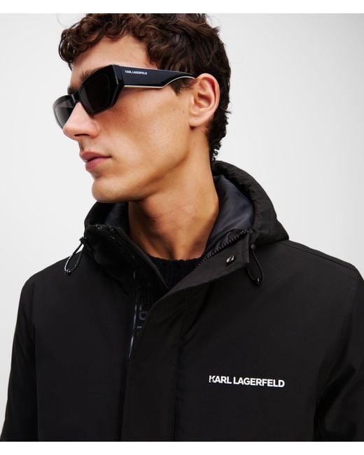Karl Lagerfeld Black Ultra Lightweight Hooded Parka for men