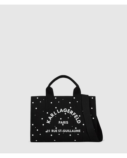 Karl Lagerfeld Black Exclusive Rue St-Guillaume Faux-Pearls Medium Tote Bag