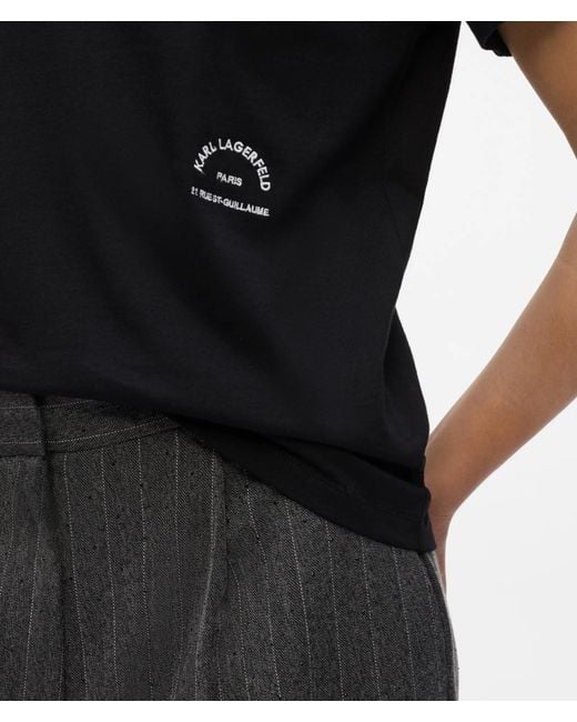 Karl Lagerfeld Black Rue St-Guillaume Regular‑Fit T-Shirt