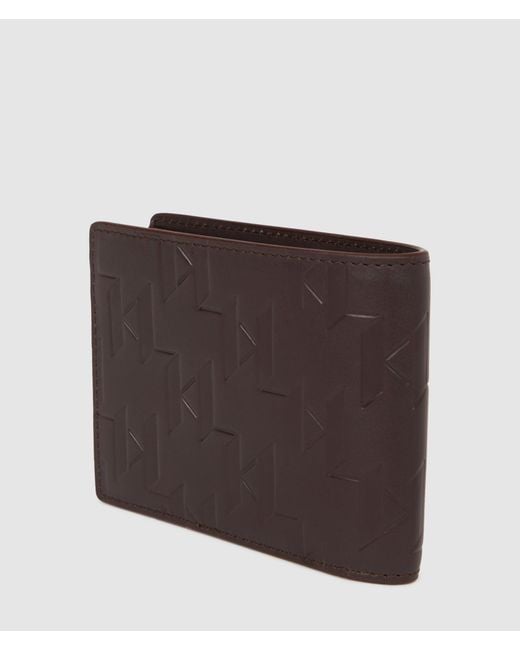 Karl Lagerfeld Brown K/Loom Leather Bi-Fold Wallet for men