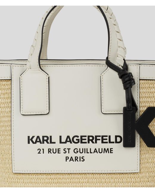 Karl Lagerfeld Metallic Rue St-guillaume Raffia Small Tote Bag