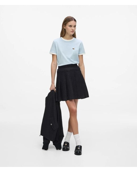 Karl Lagerfeld Blue Ikon Contrast Piping T-Shirt