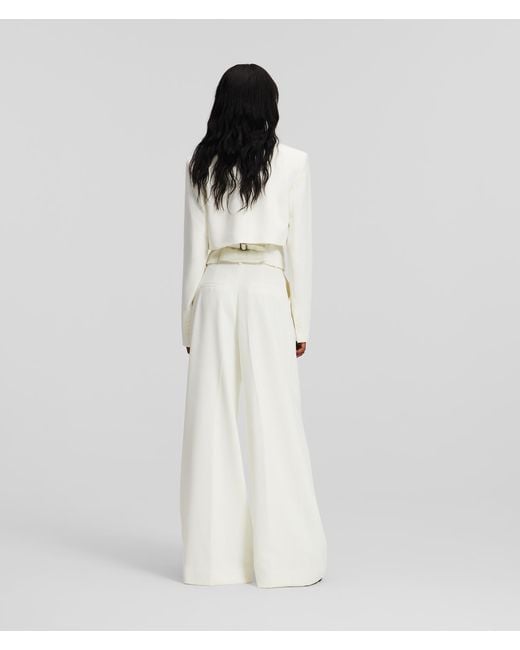 Karl Lagerfeld White Tailored Wide-leg Trousers Handpicked By Hun Kim