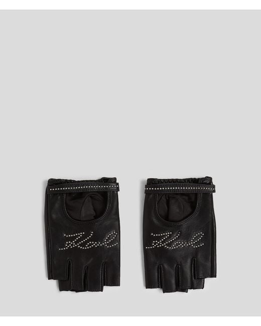 Karl Lagerfeld Black K/Signature Fingerlose Handschuhe, Frau, Größe