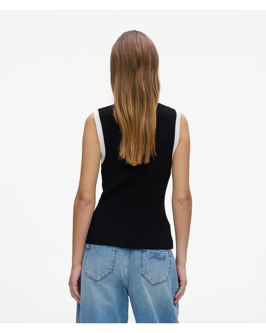 Karl Lagerfeld Black And Knit Tank Top
