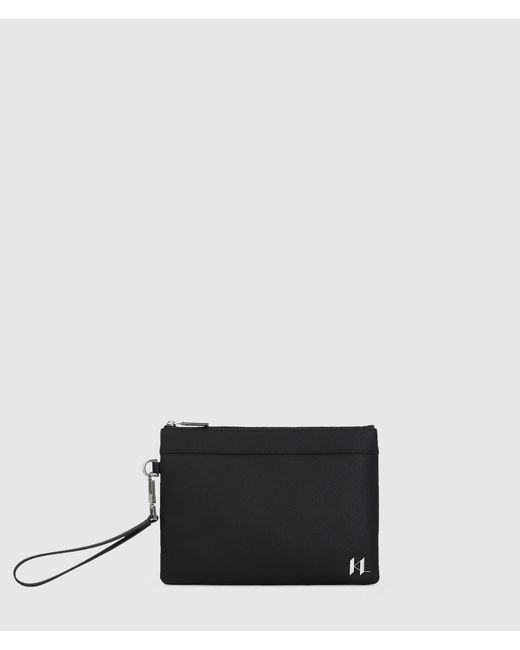 K/Monogram Leather Pouch, Homme, Taille Karl Lagerfeld pour homme en coloris Black
