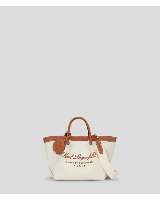Karl Lagerfeld Natural Hotel Karl Small Canvas Tote Bag