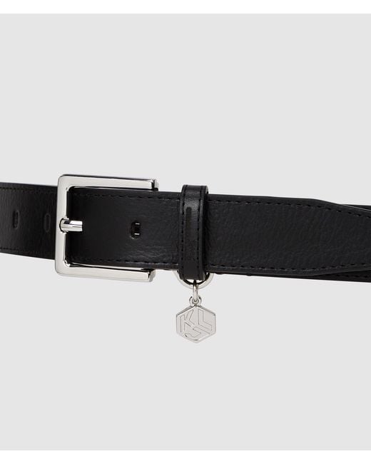 KL Jeans Black Logo Charm Belt